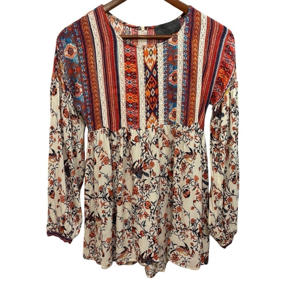 Anthropologie-Sunday in Brooklyn Boho Floral Tunic Dress Top Sz Small